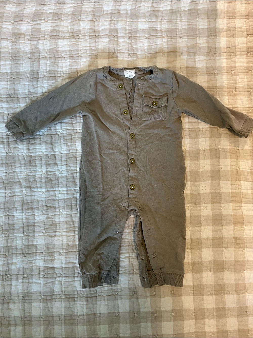 Petit Lem Olive Green Long-Sleeve Footie One-Piece